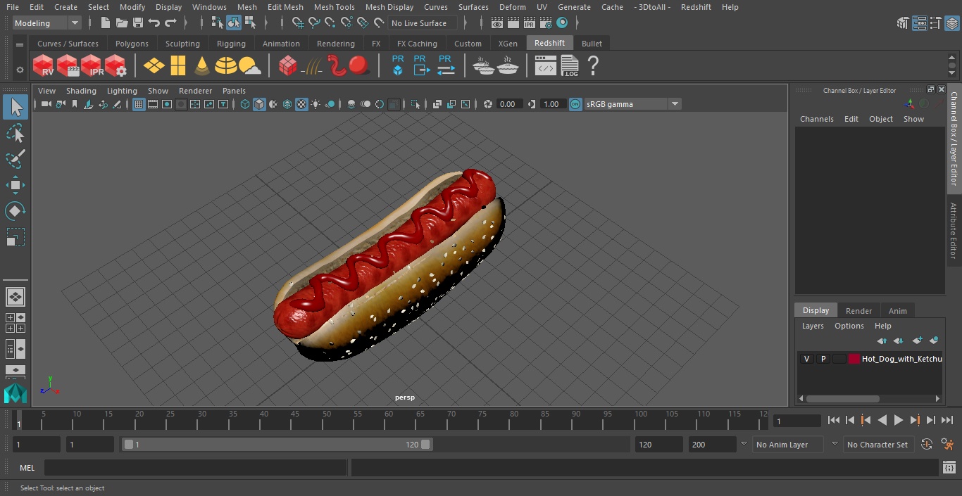 3D model Hot Dog with Ketchup