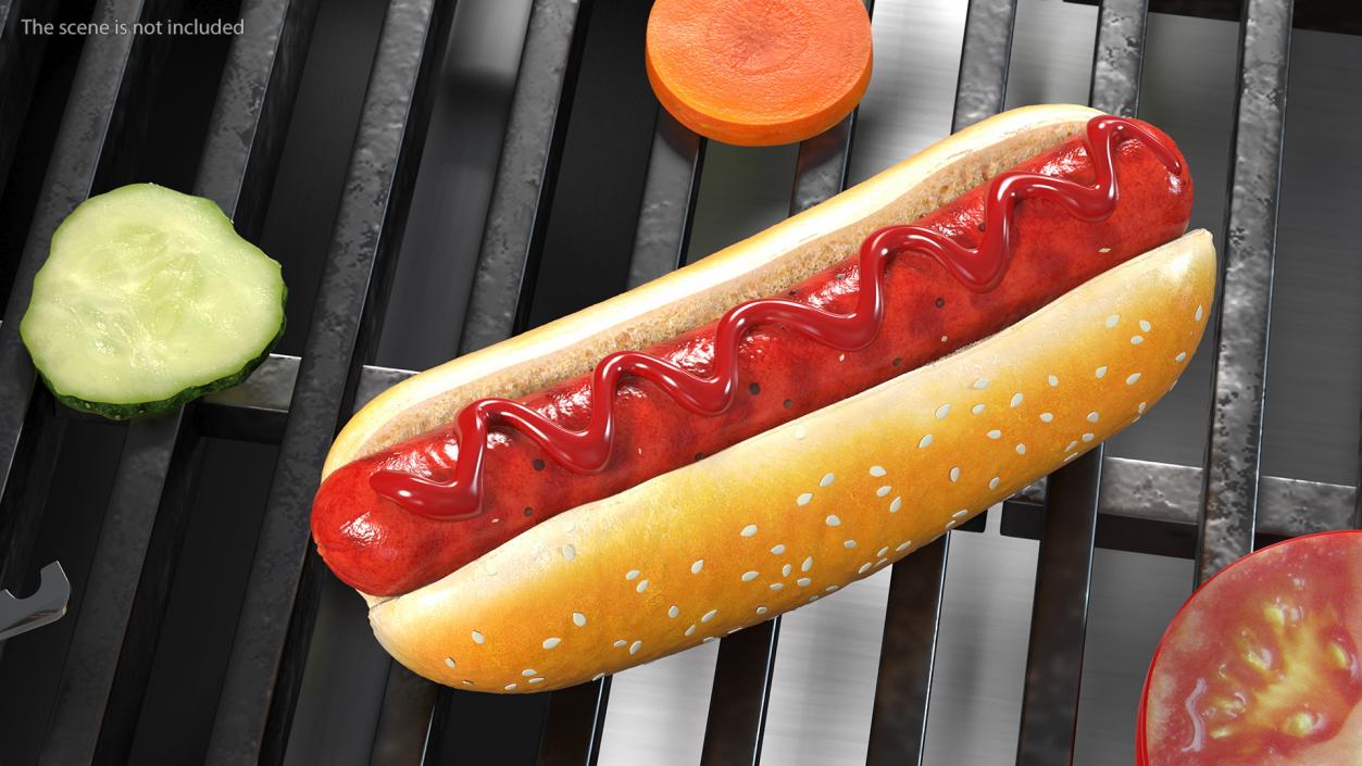 3D model Hot Dog with Ketchup