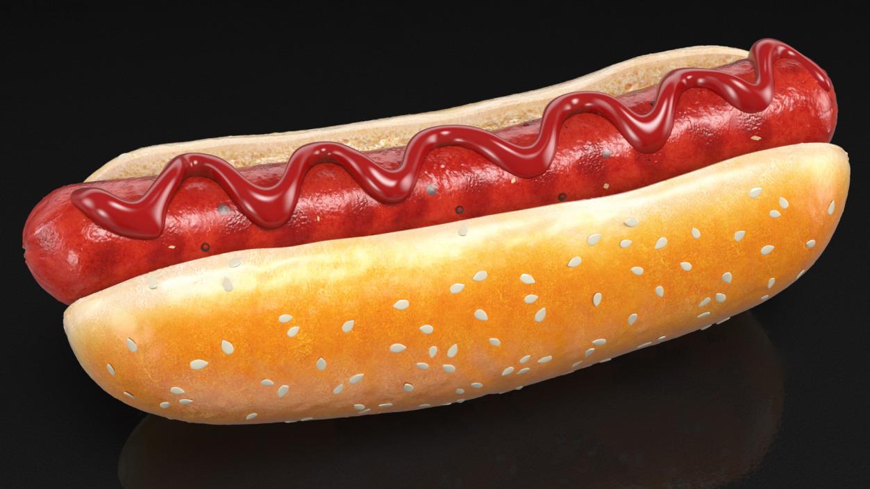 3D model Hot Dog with Ketchup