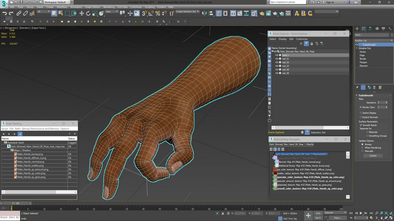 Dark Skinned Man Hand OK Pose 3D model