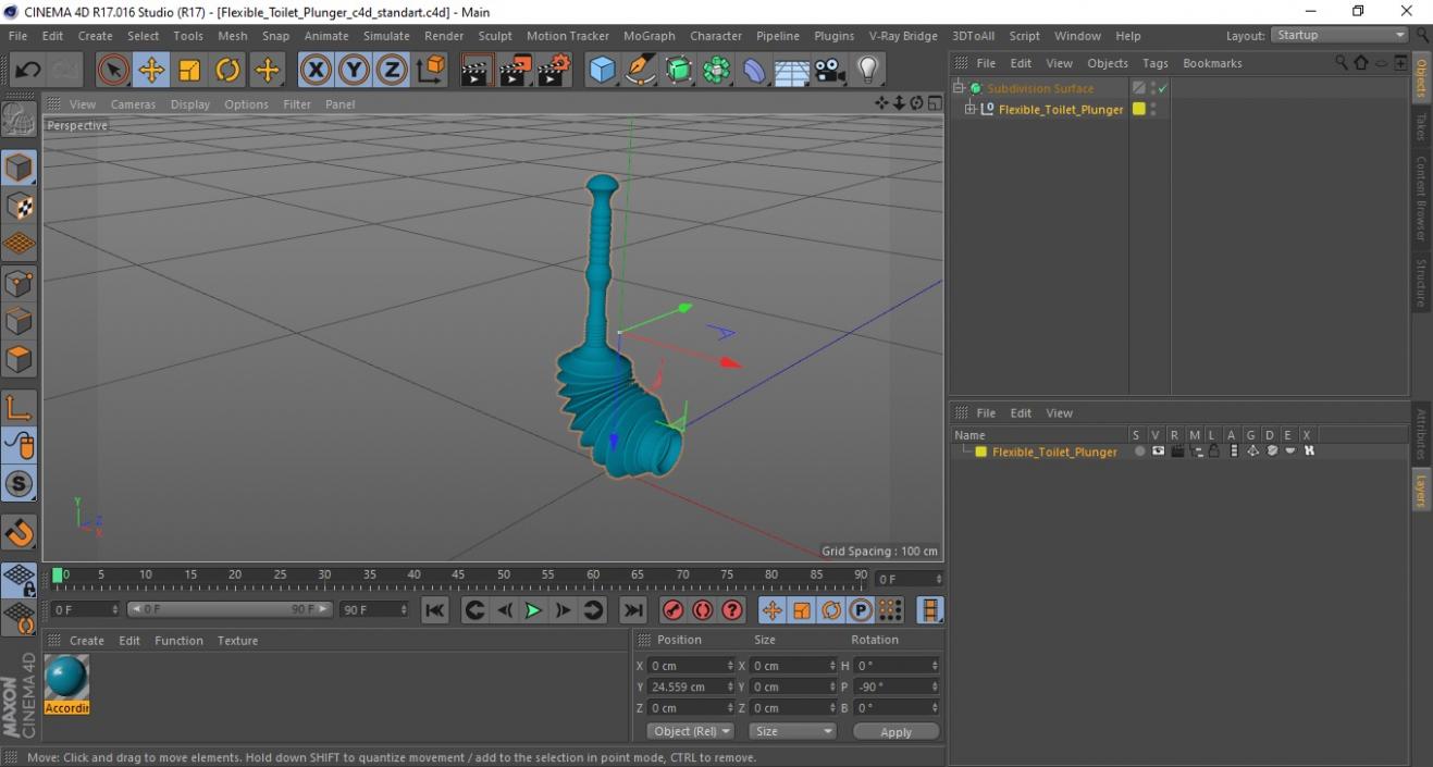 3D Flexible Toilet Plunger model