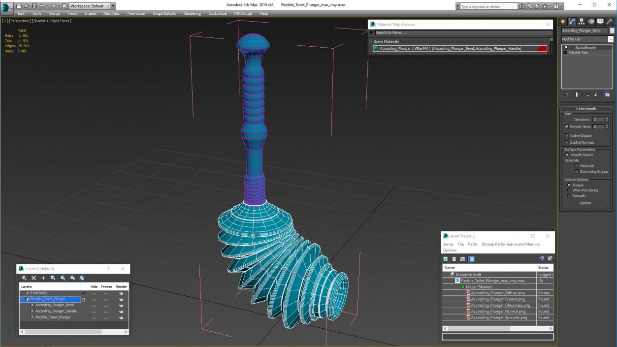 3D Flexible Toilet Plunger model