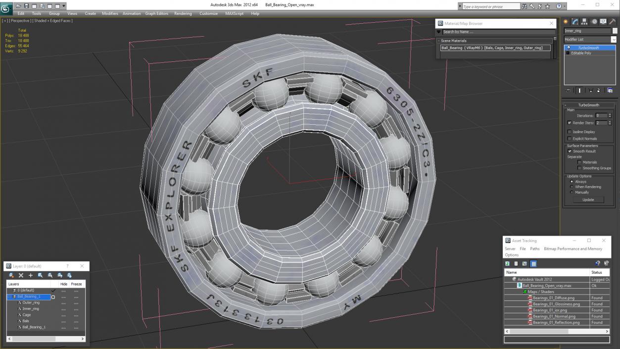 Ball Bearing Open 3D