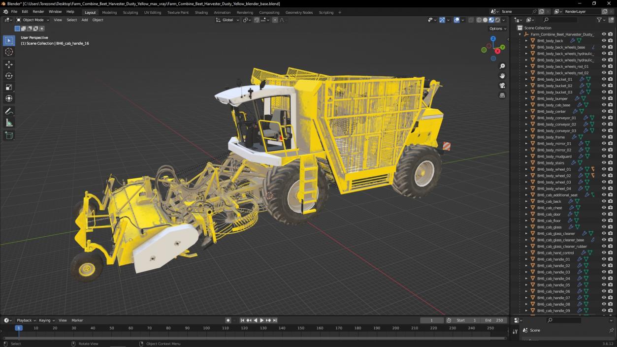 3D model Farm Combine Beet Harvester Dusty Yellow