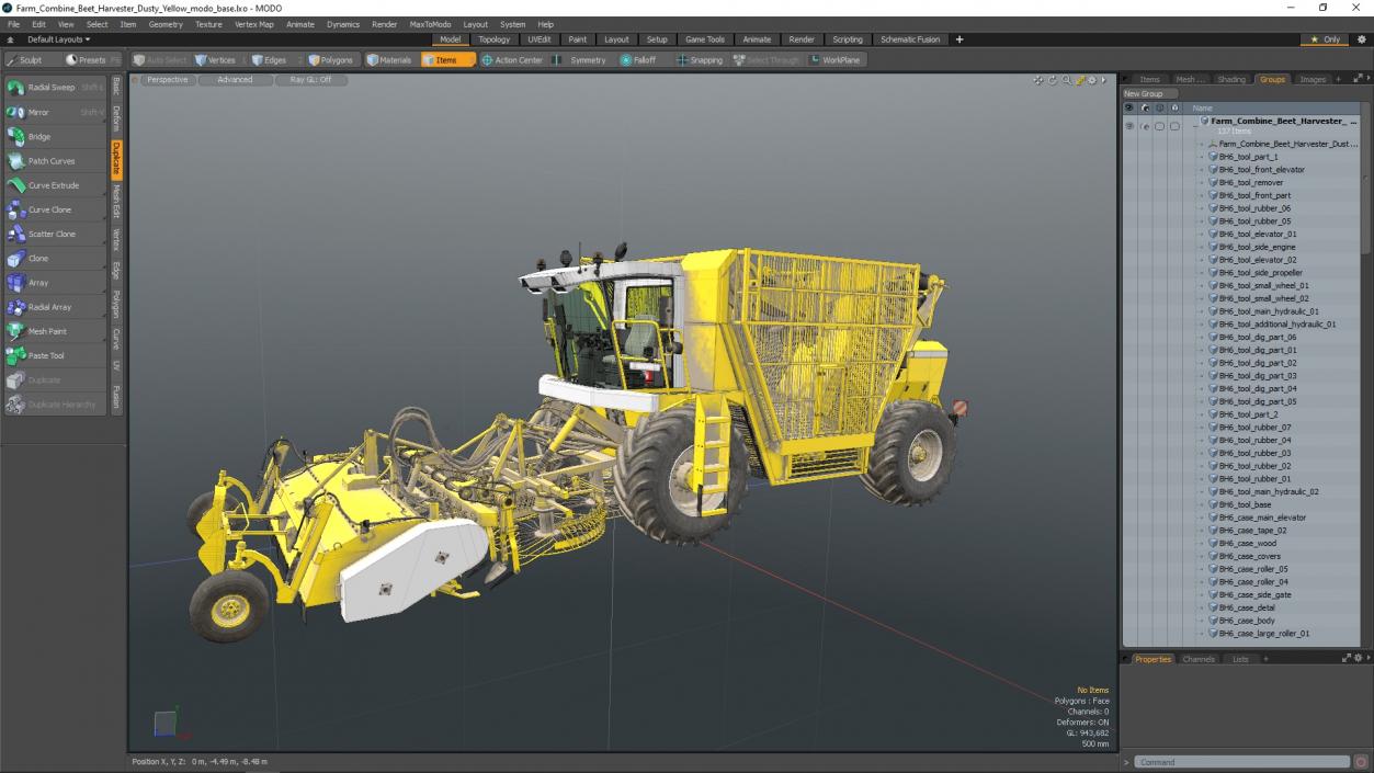 3D model Farm Combine Beet Harvester Dusty Yellow