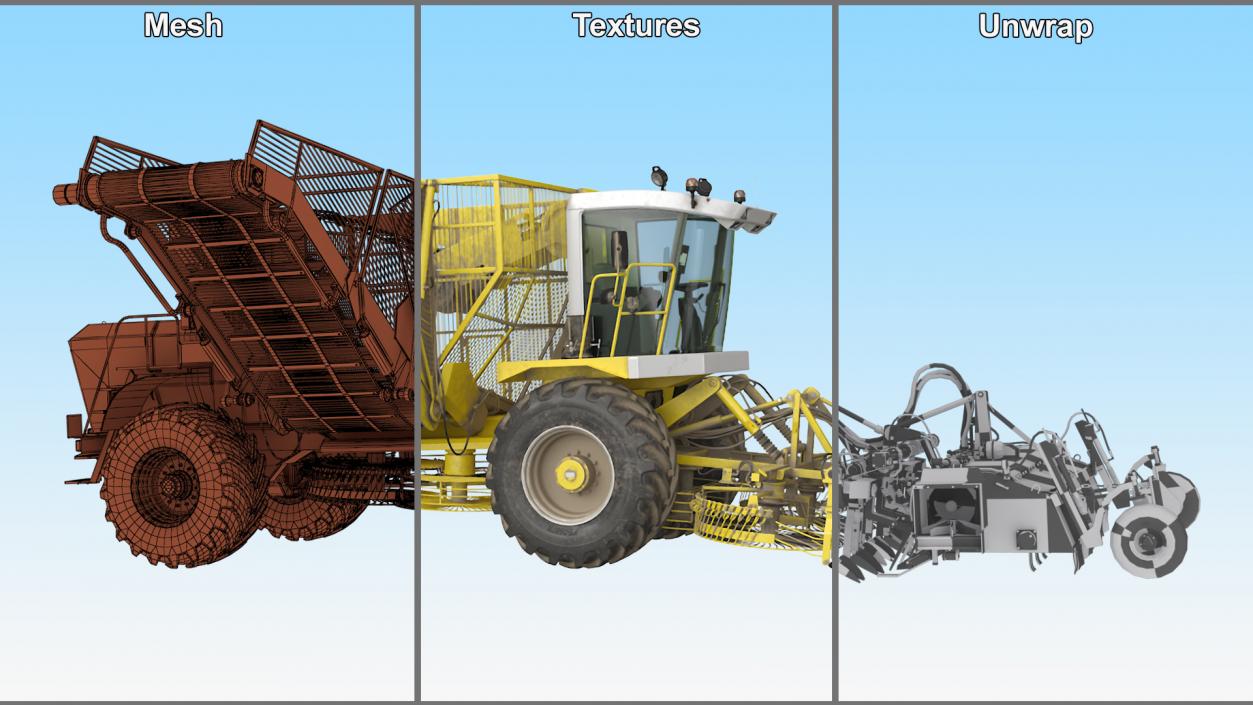 3D model Farm Combine Beet Harvester Dusty Yellow