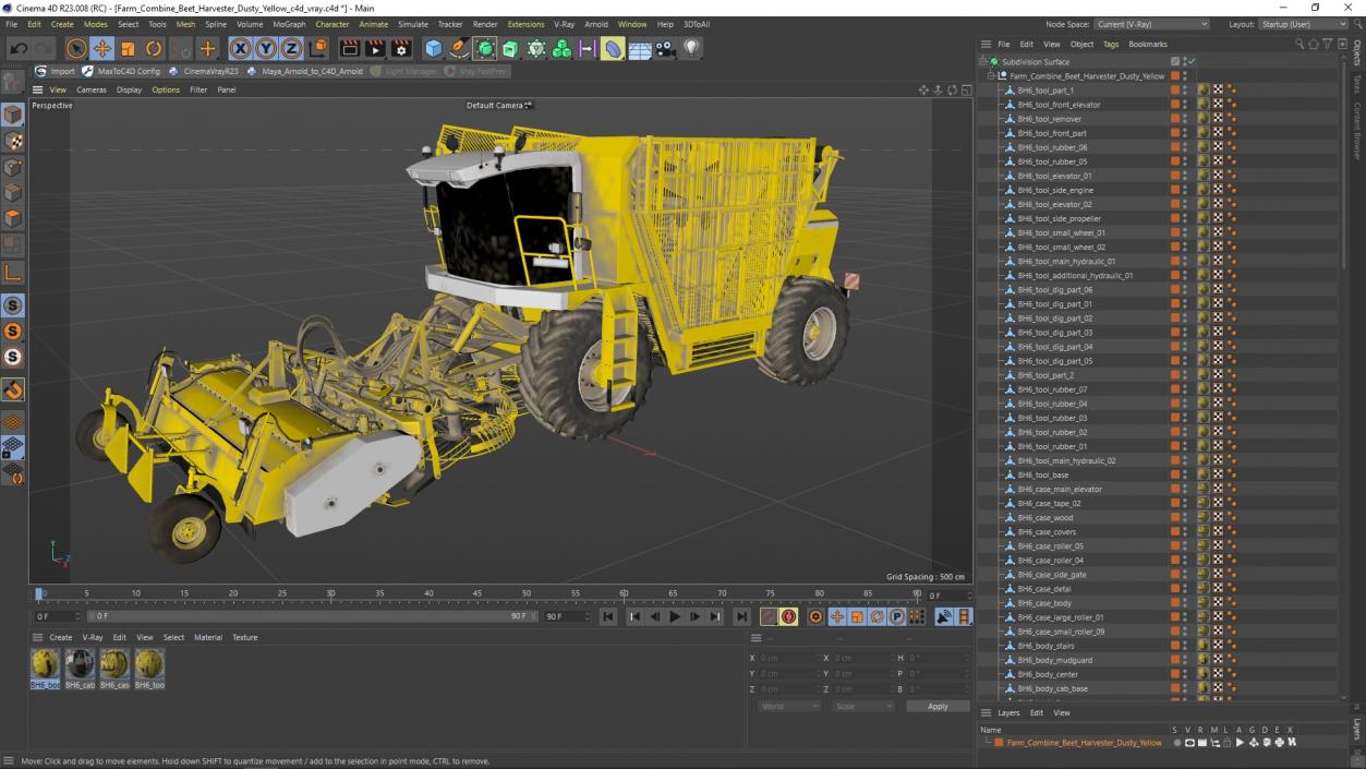 3D model Farm Combine Beet Harvester Dusty Yellow