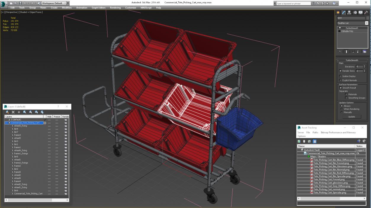 3D Commercial Tote Picking Cart model