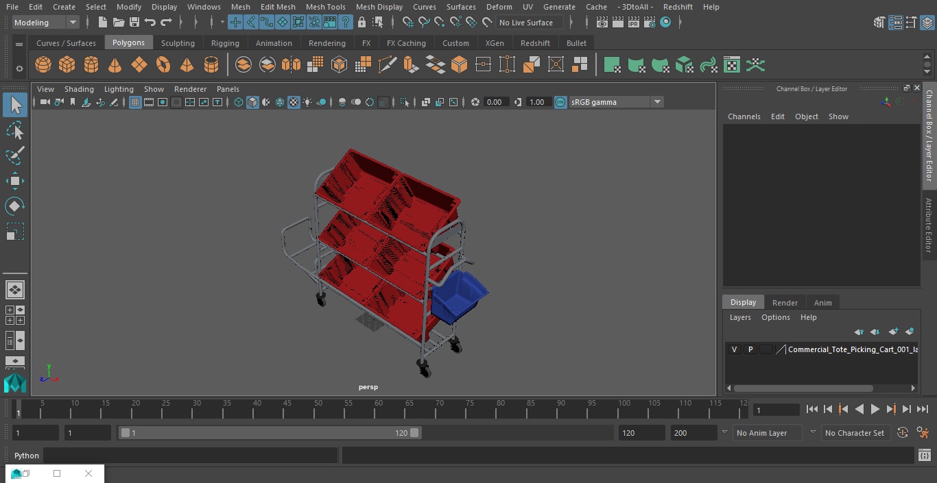 3D Commercial Tote Picking Cart model