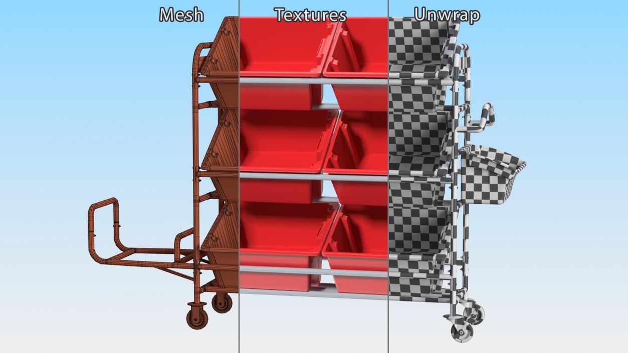 3D Commercial Tote Picking Cart model