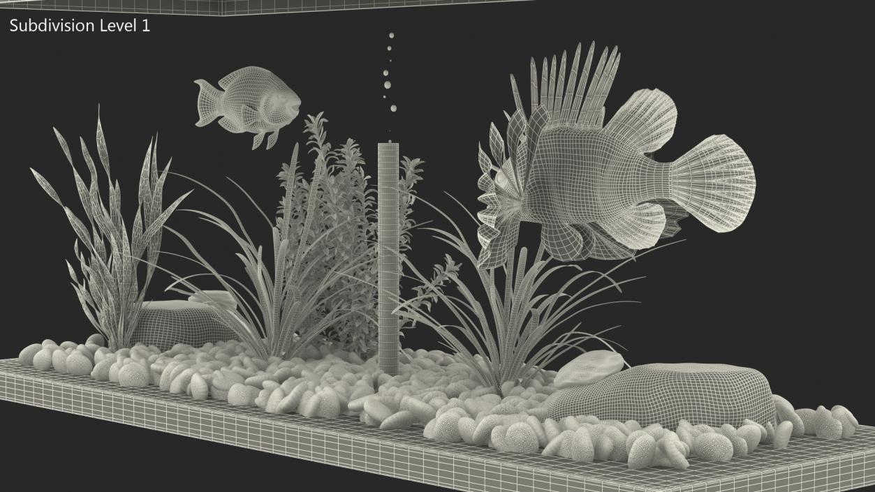 3D Fish Tank Wooden Long 2 model