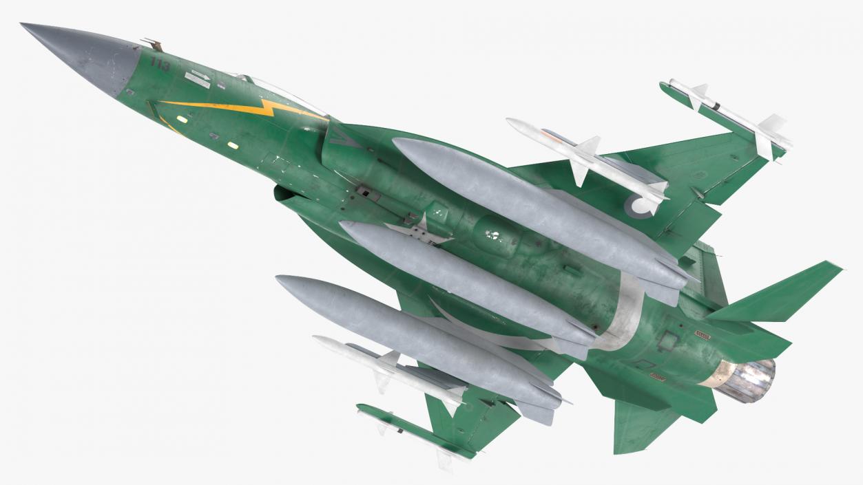 3D PAC JF-17 Thunder Green Livery with Armament Rigged