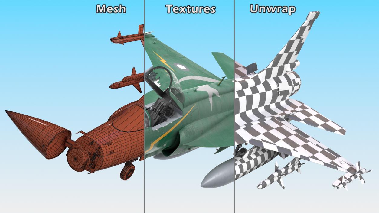 3D PAC JF-17 Thunder Green Livery with Armament Rigged