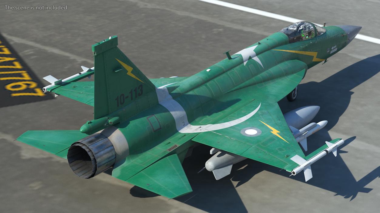 3D PAC JF-17 Thunder Green Livery with Armament Rigged