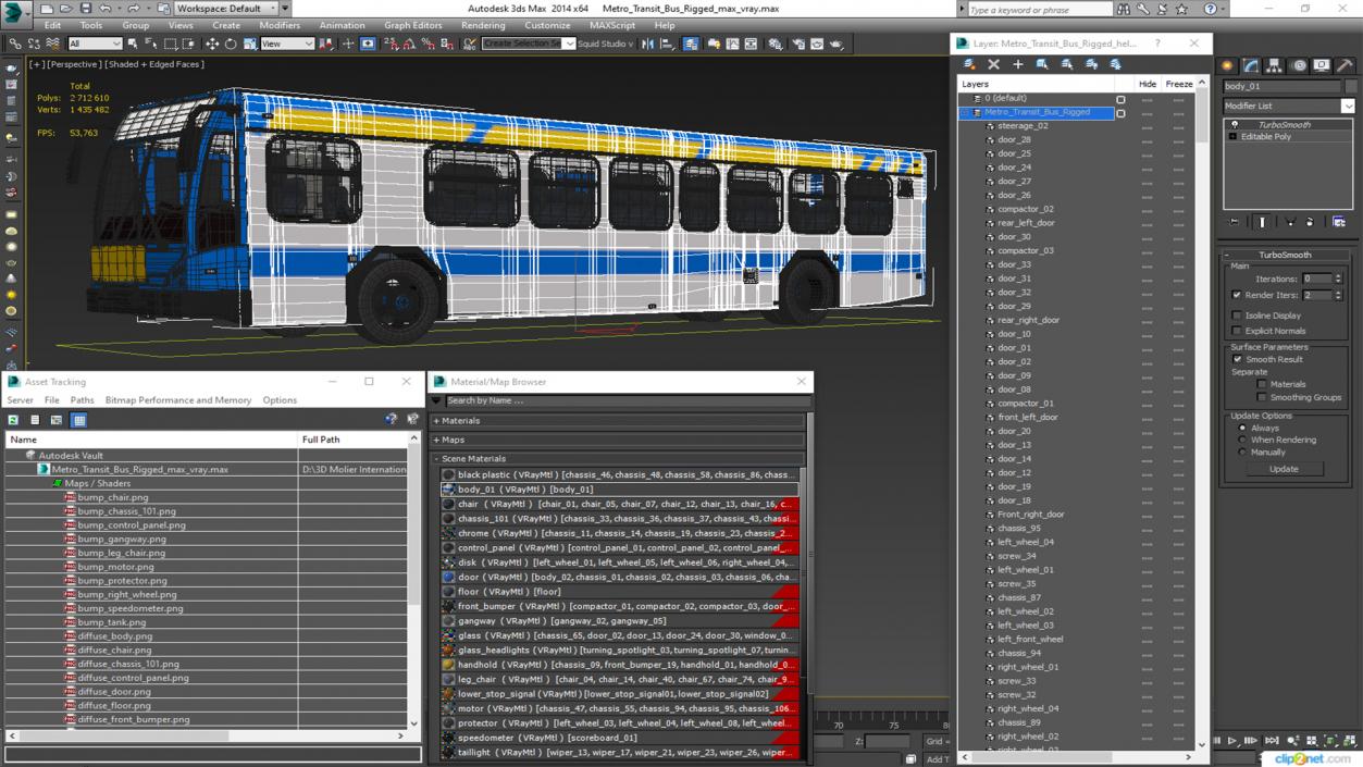 Metro Transit Bus Rigged 3D model