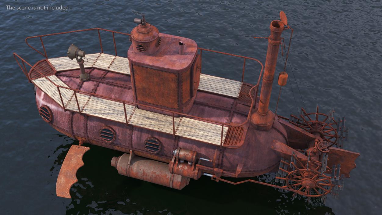 Old Rusty Submarine 3D model