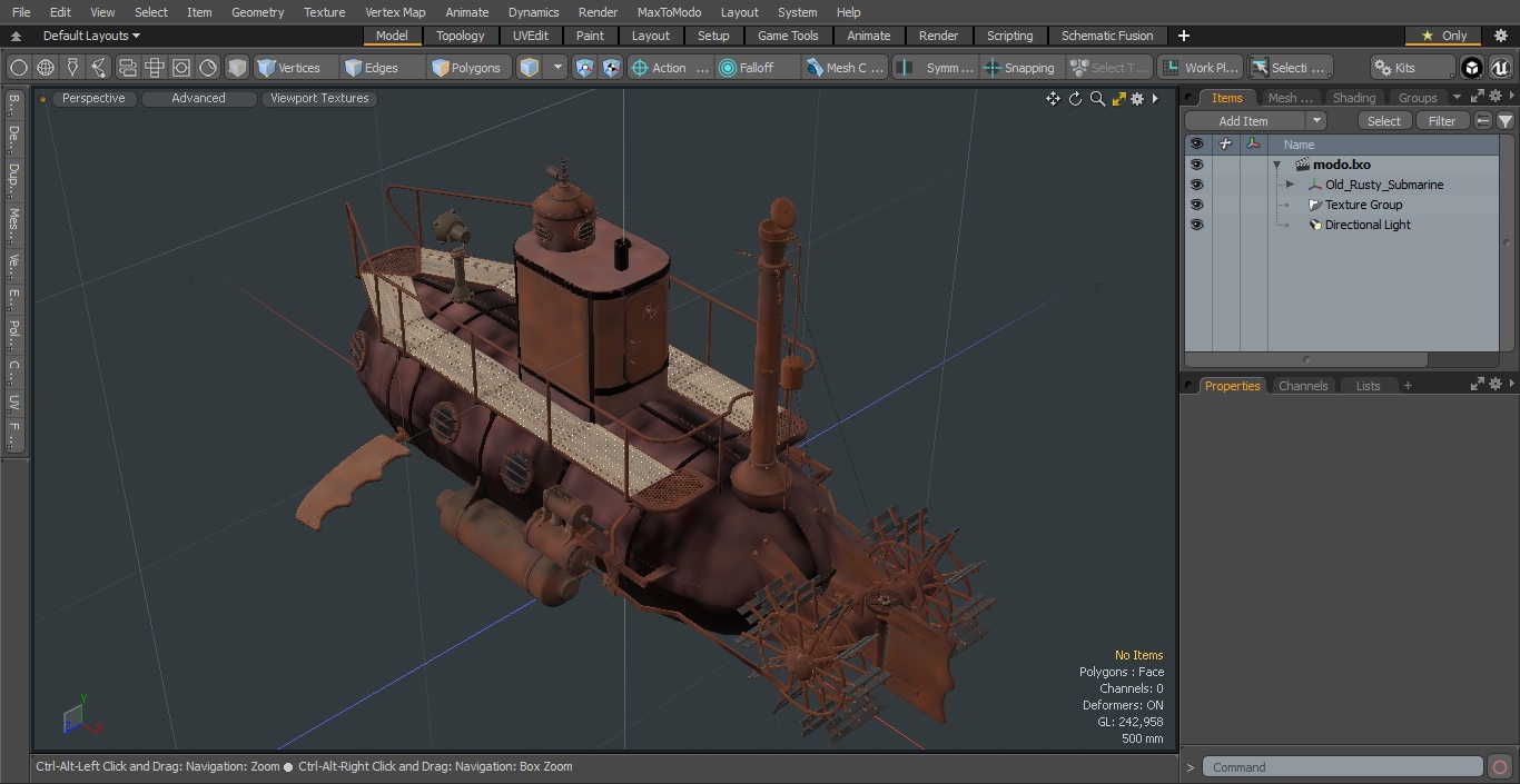 Old Rusty Submarine 3D model