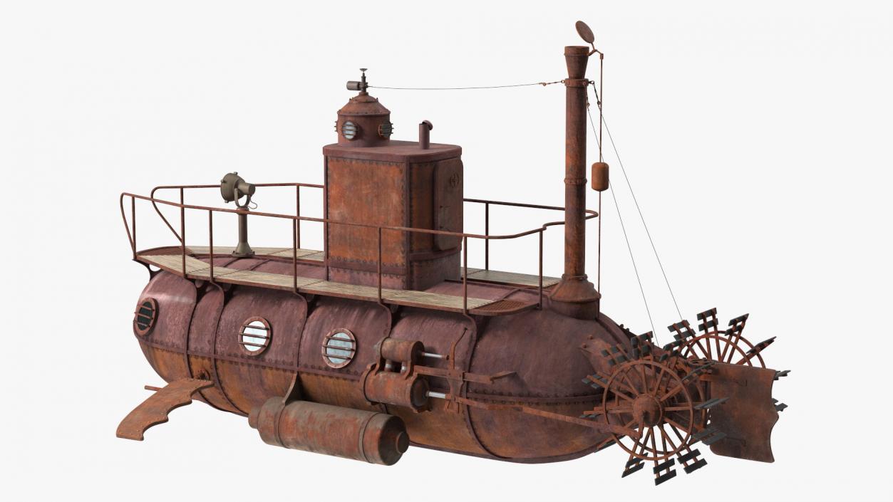 Old Rusty Submarine 3D model