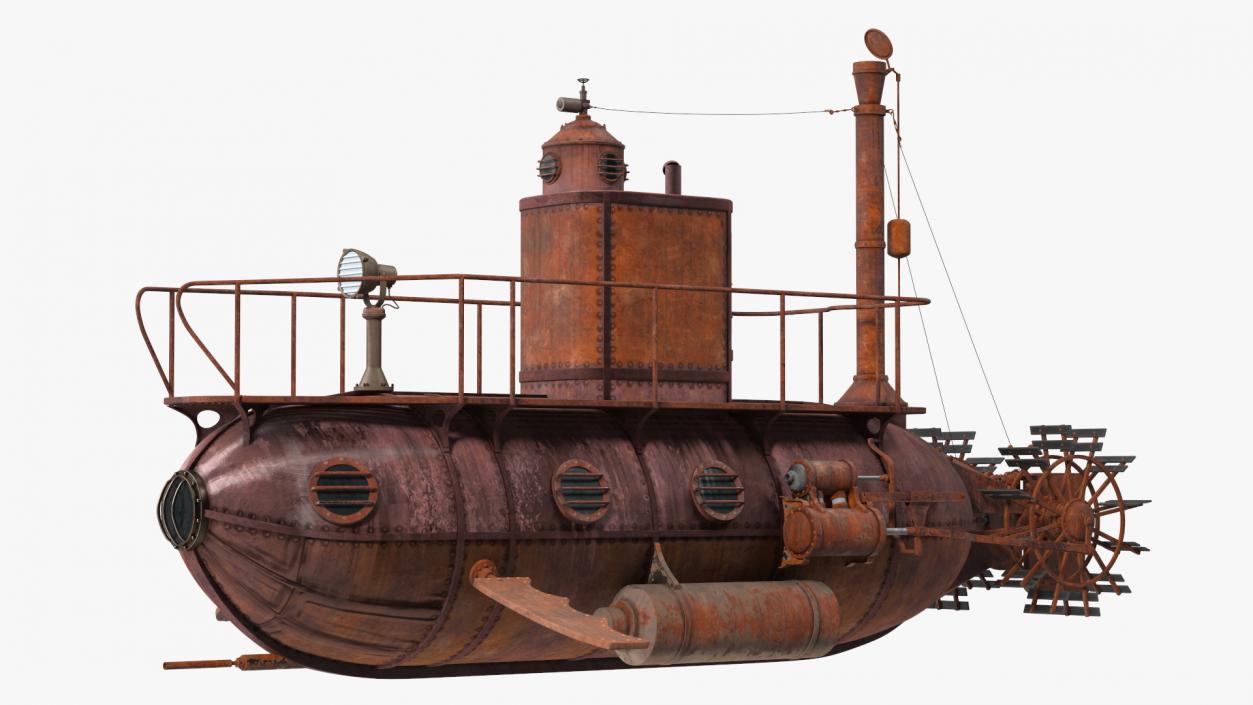 Old Rusty Submarine 3D model