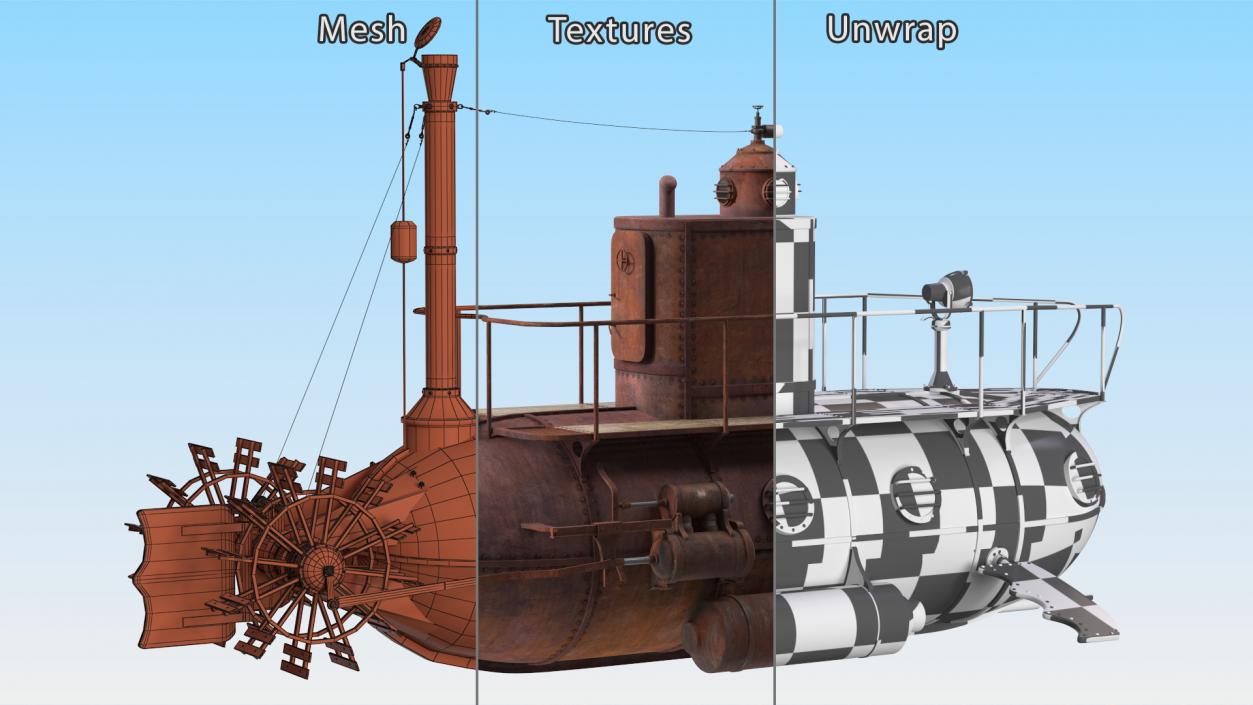 Old Rusty Submarine 3D model