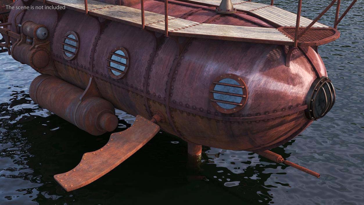 Old Rusty Submarine 3D model