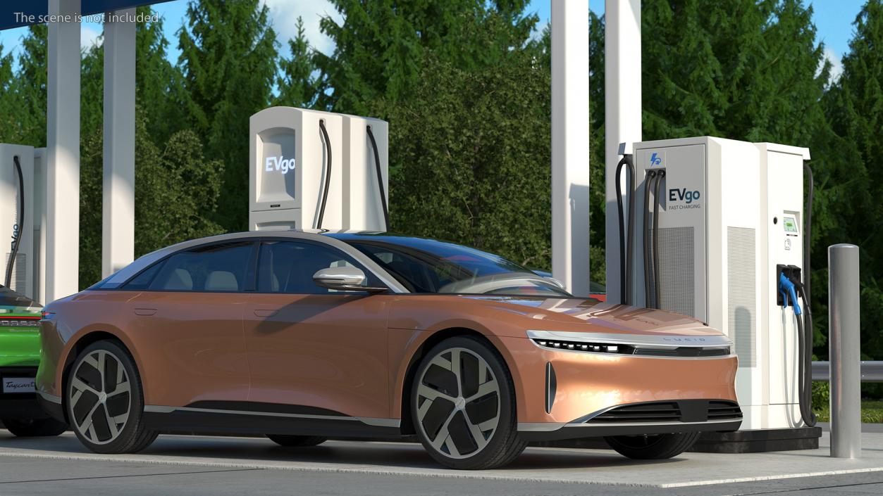 EVgo Fast Charging Station and Electric Cars 3D model