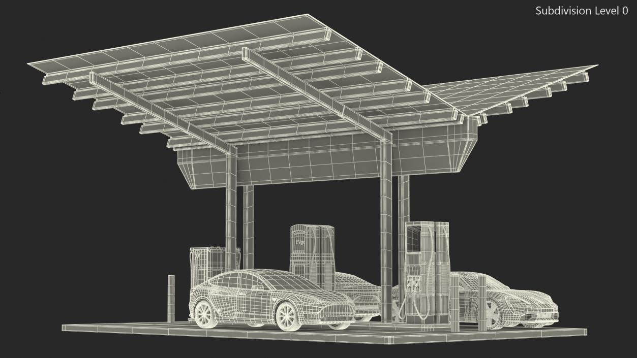 EVgo Fast Charging Station and Electric Cars 3D model