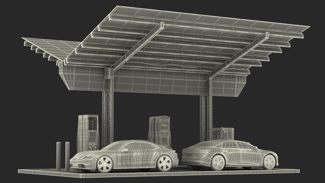 EVgo Fast Charging Station and Electric Cars 3D model