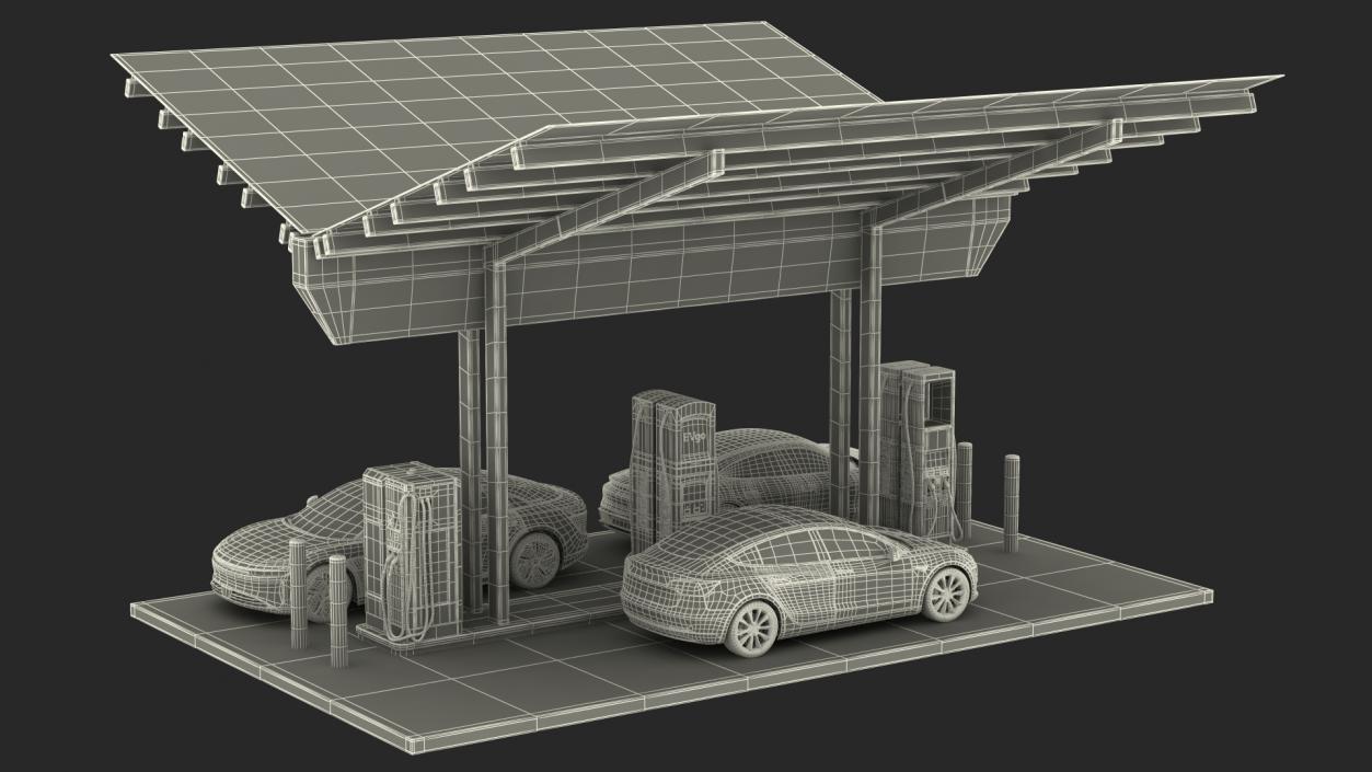 EVgo Fast Charging Station and Electric Cars 3D model