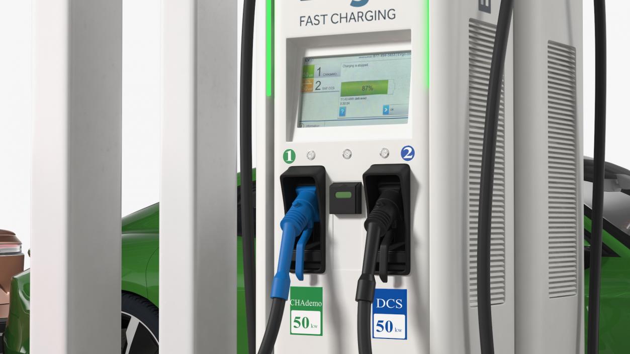 EVgo Fast Charging Station and Electric Cars 3D model