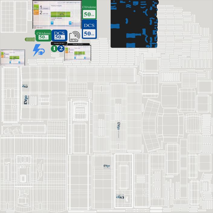 EVgo Fast Charging Station and Electric Cars 3D model