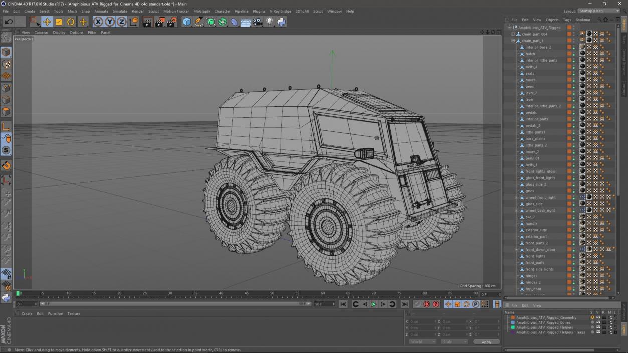 3D model Amphibious ATV Rigged for Cinema 4D