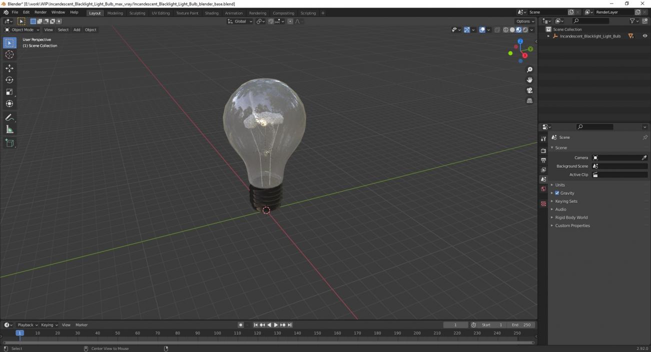 Incandescent Blacklight Light Bulb 3D model