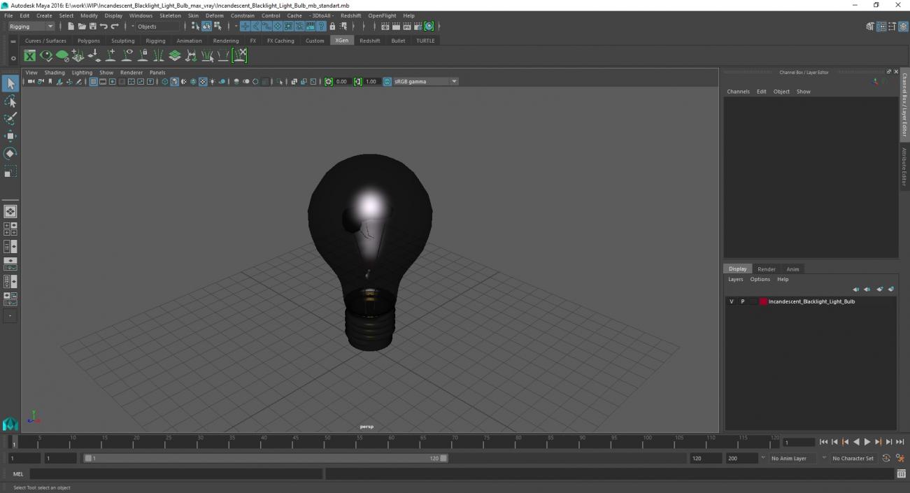 Incandescent Blacklight Light Bulb 3D model