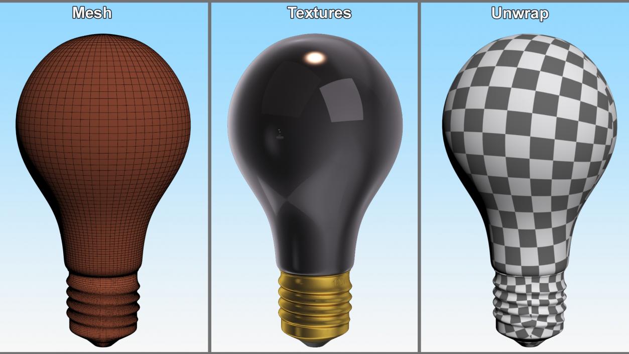 Incandescent Blacklight Light Bulb 3D model