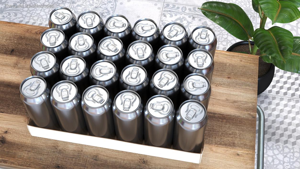 24 Pcs 500ml Aluminium Can Pack Black 3D