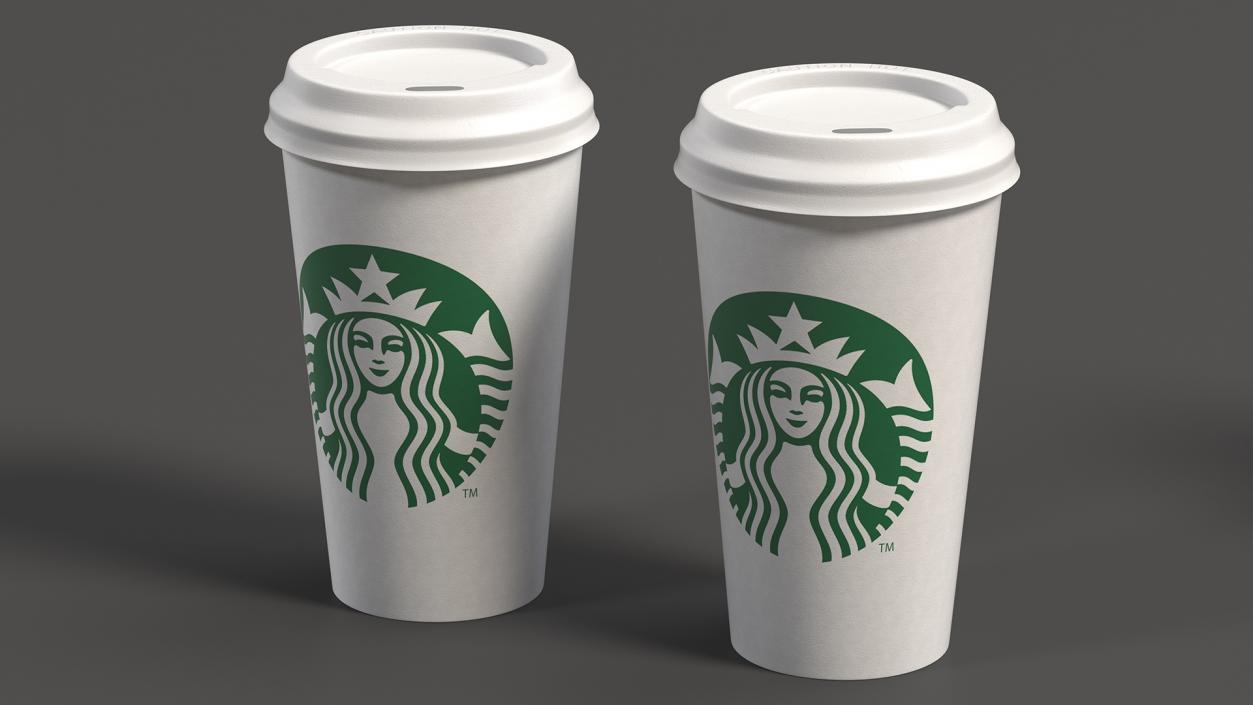 Two Coffee Cups in Kraft Paper Cup Carrier 3D