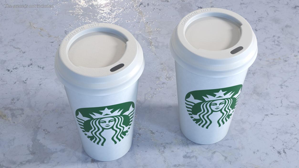 Two Coffee Cups in Kraft Paper Cup Carrier 3D