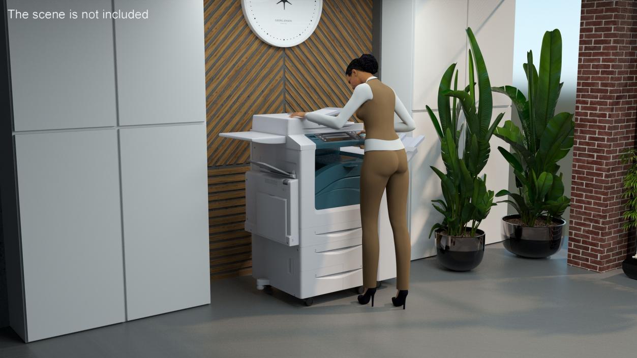 3D model Office Photocopier Machine with Office Worker