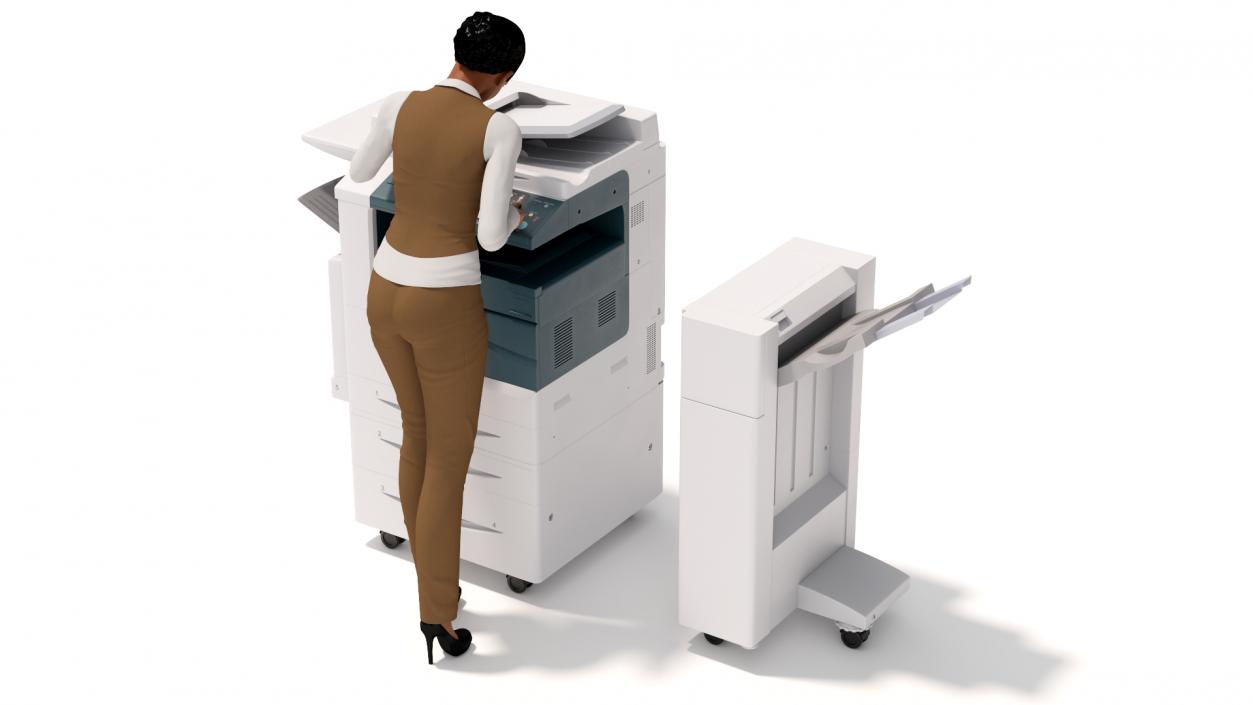 3D model Office Photocopier Machine with Office Worker