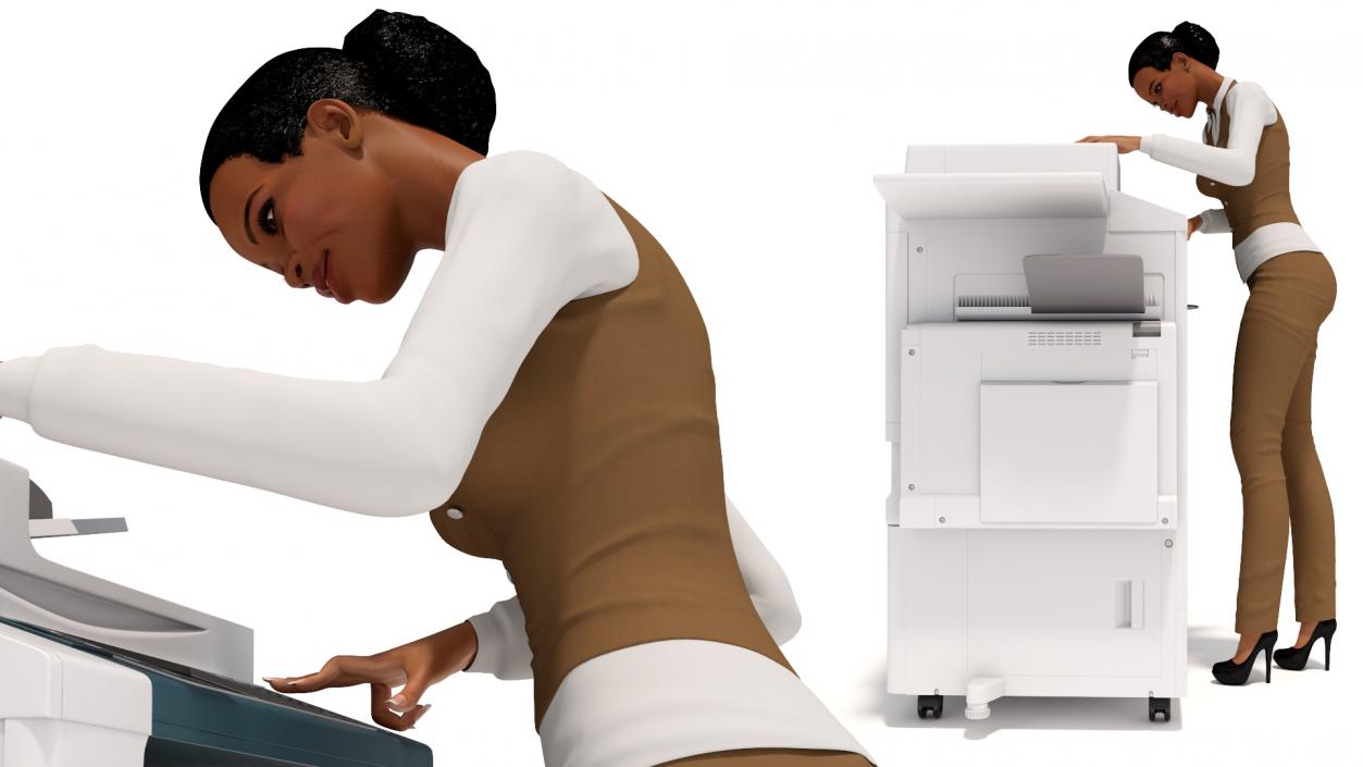 3D model Office Photocopier Machine with Office Worker