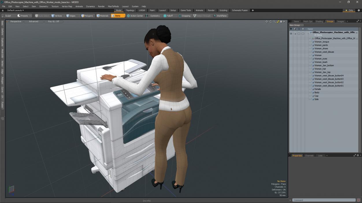 3D model Office Photocopier Machine with Office Worker