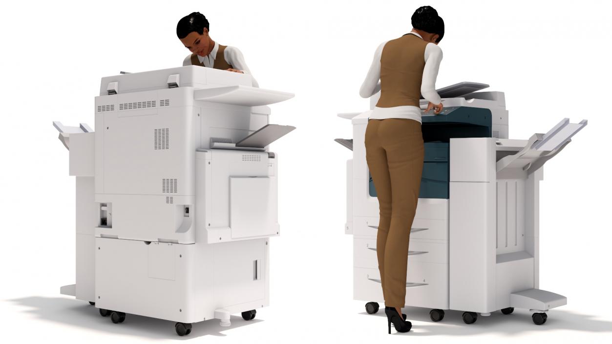 3D model Office Photocopier Machine with Office Worker