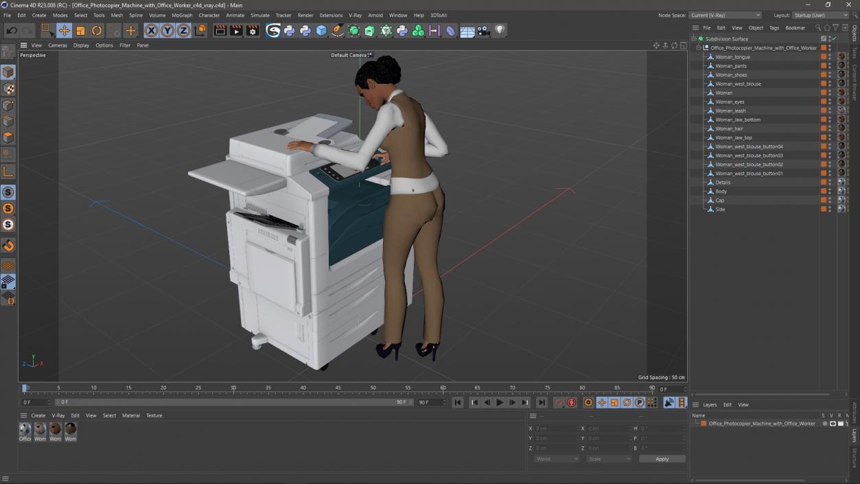 3D model Office Photocopier Machine with Office Worker