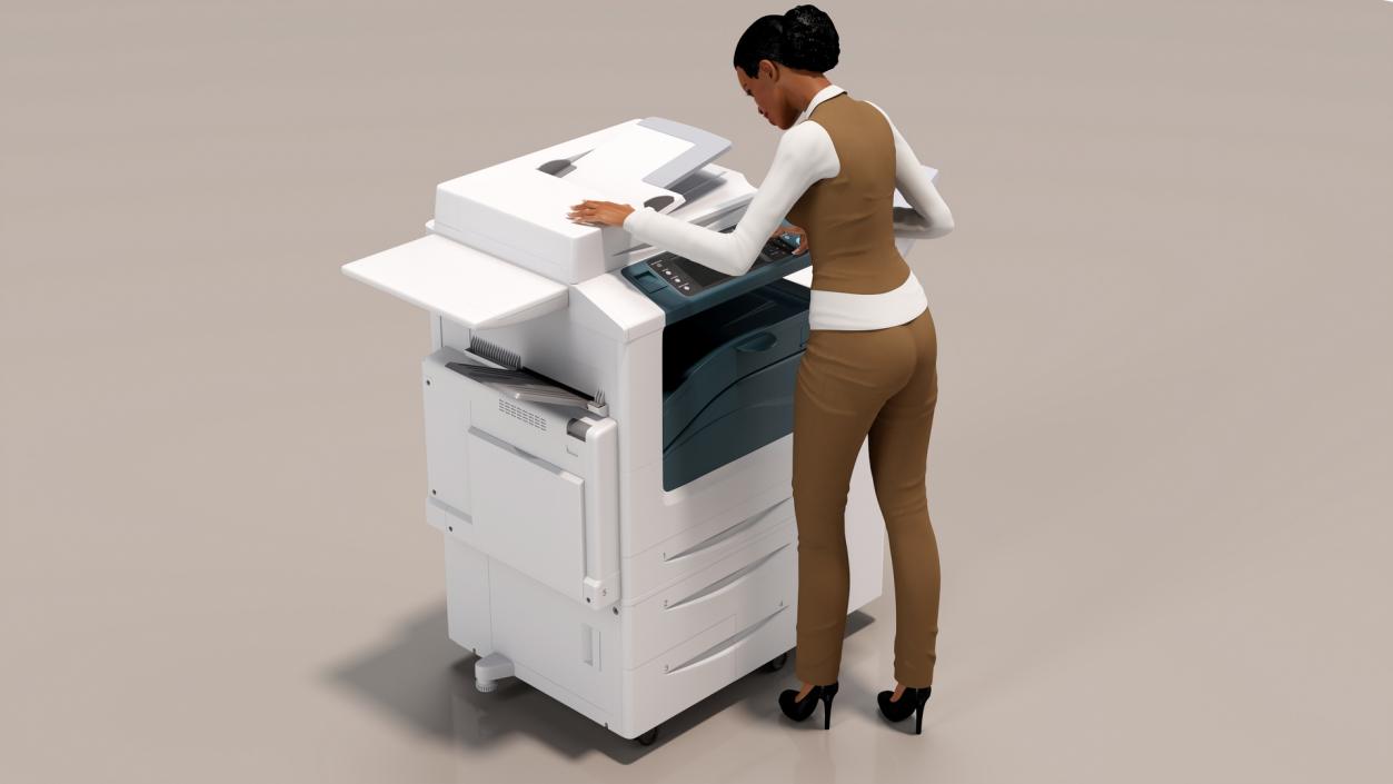 3D model Office Photocopier Machine with Office Worker