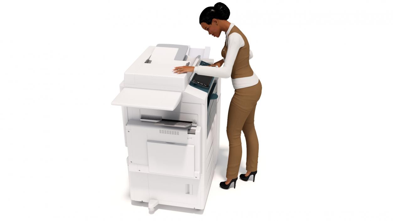 3D model Office Photocopier Machine with Office Worker