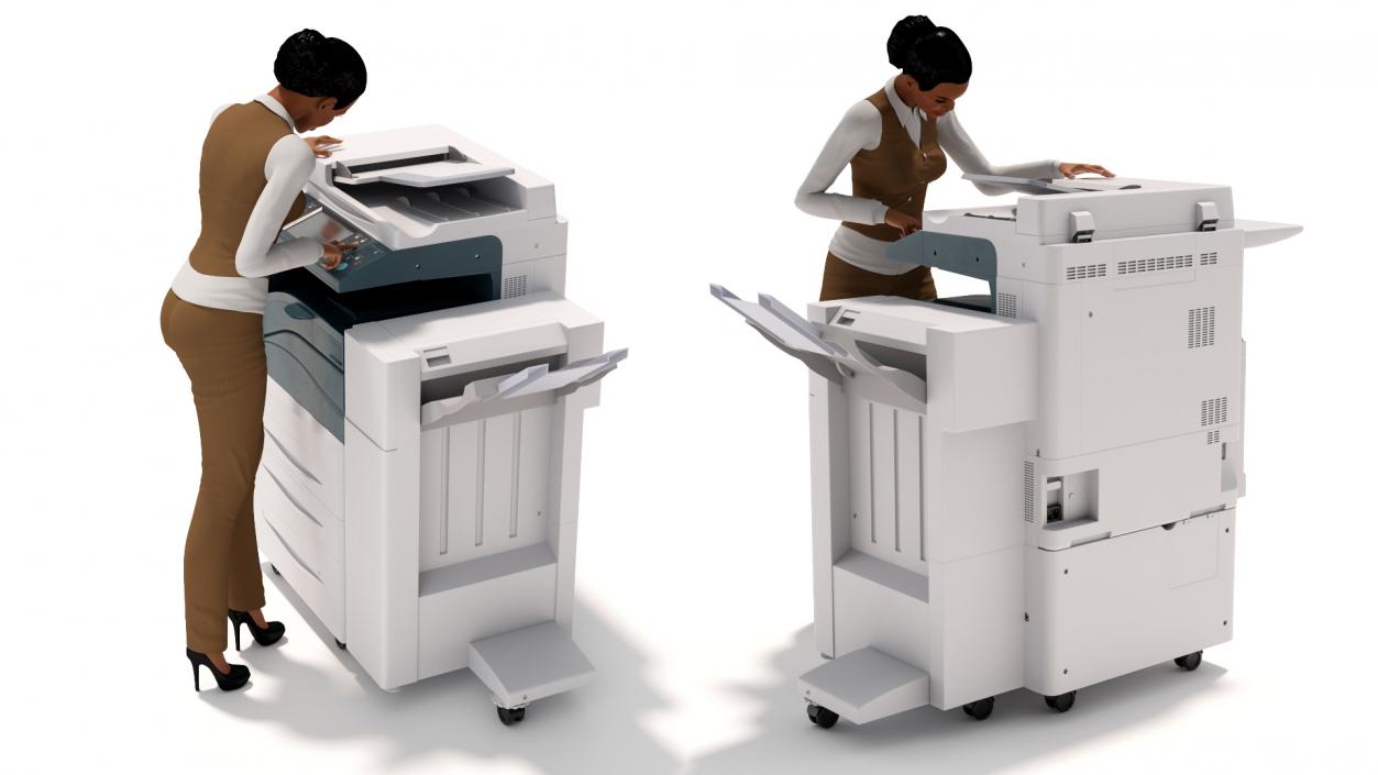 3D model Office Photocopier Machine with Office Worker