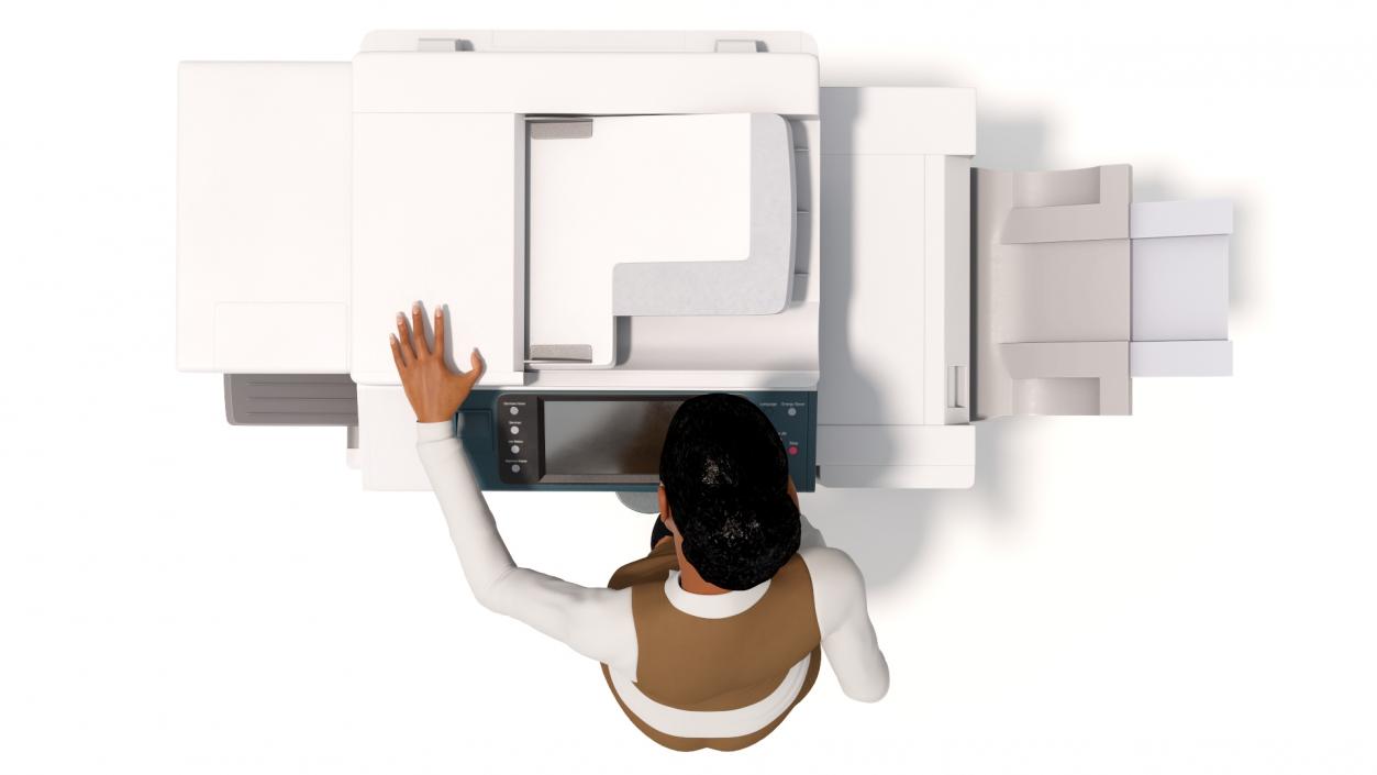 3D model Office Photocopier Machine with Office Worker