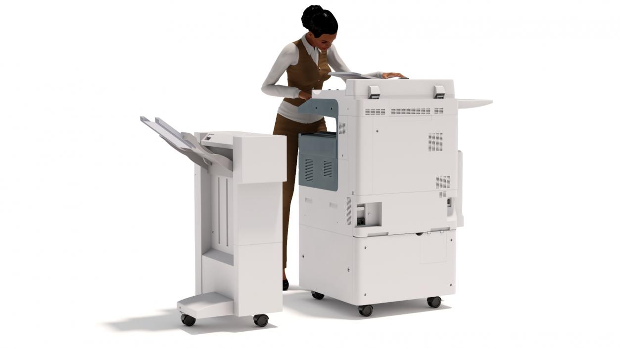 3D model Office Photocopier Machine with Office Worker