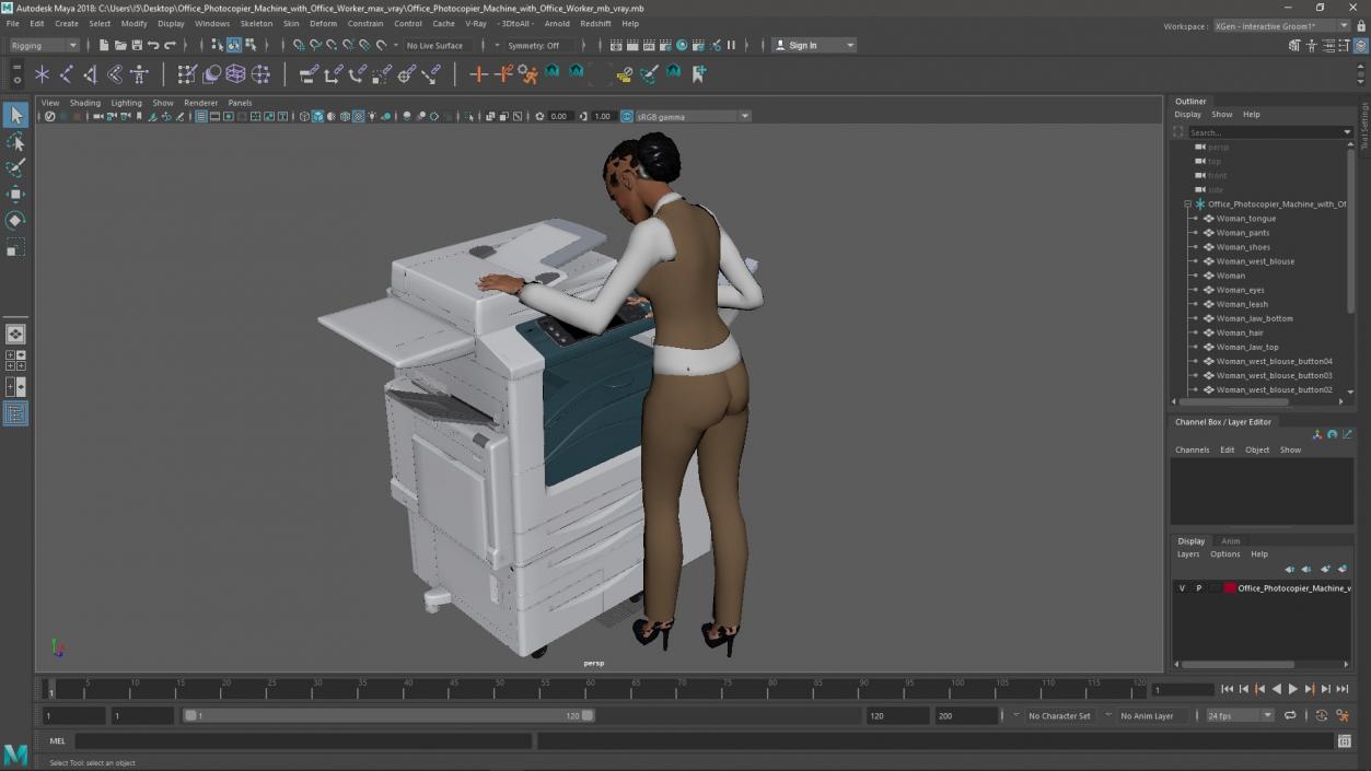 3D model Office Photocopier Machine with Office Worker